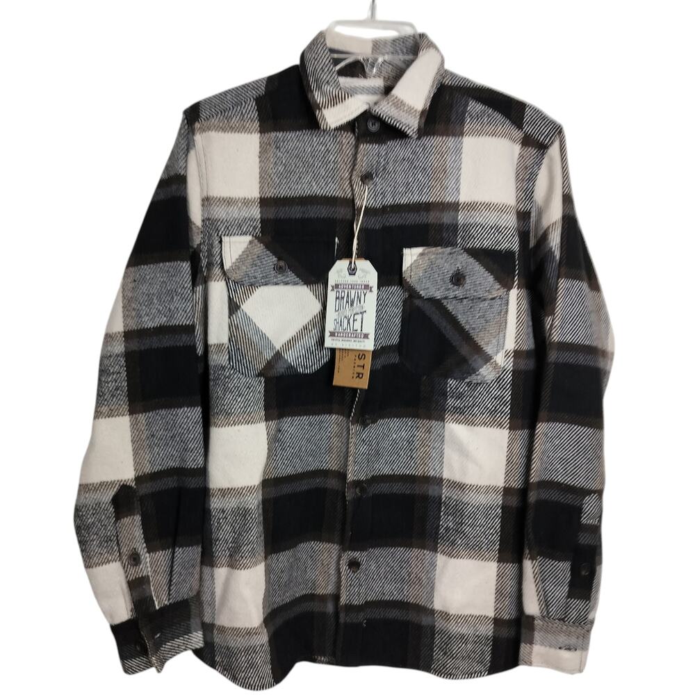 M1060) VSTR Premium Men's Brawny Long Sleeve Plaid Flannel Shacket Small